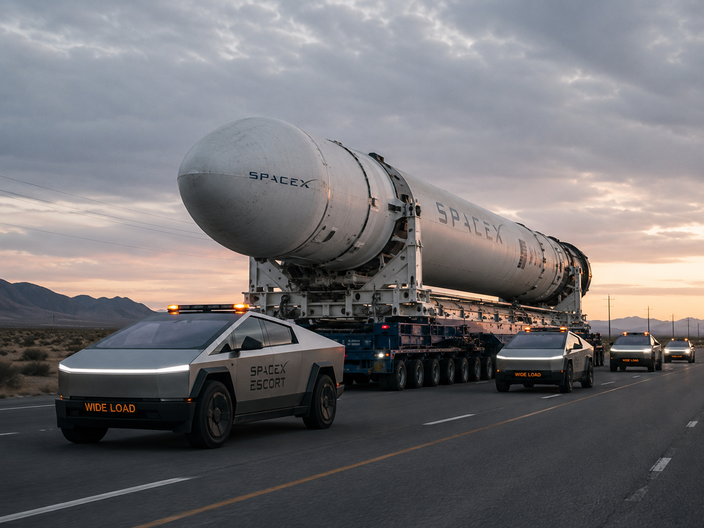 Elon Musk's SpaceX rocket being transported.