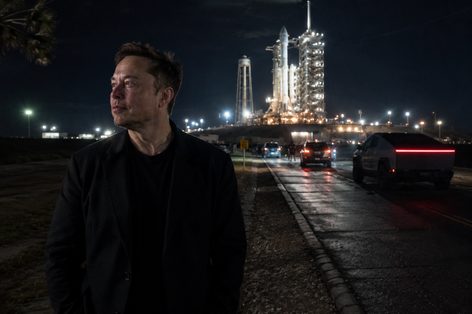 Elon Musk at launch site