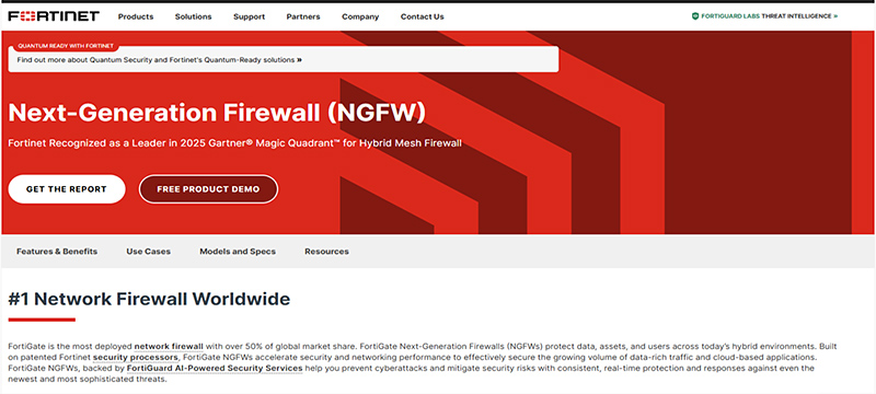 Fortinet firewall website screen capture