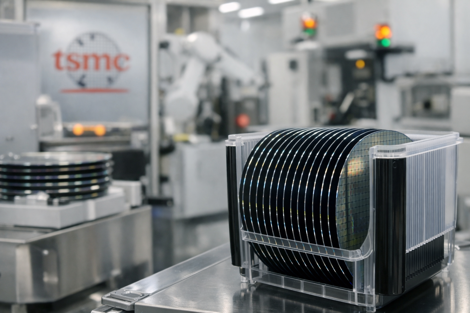 TSMC silicon wafers inside semiconductor fab