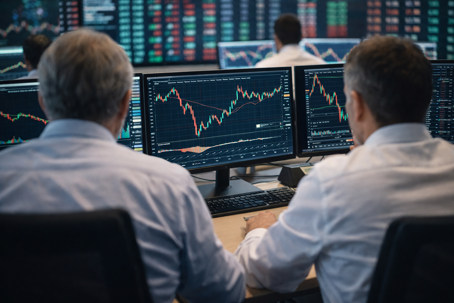 Analysts looking at US market charts