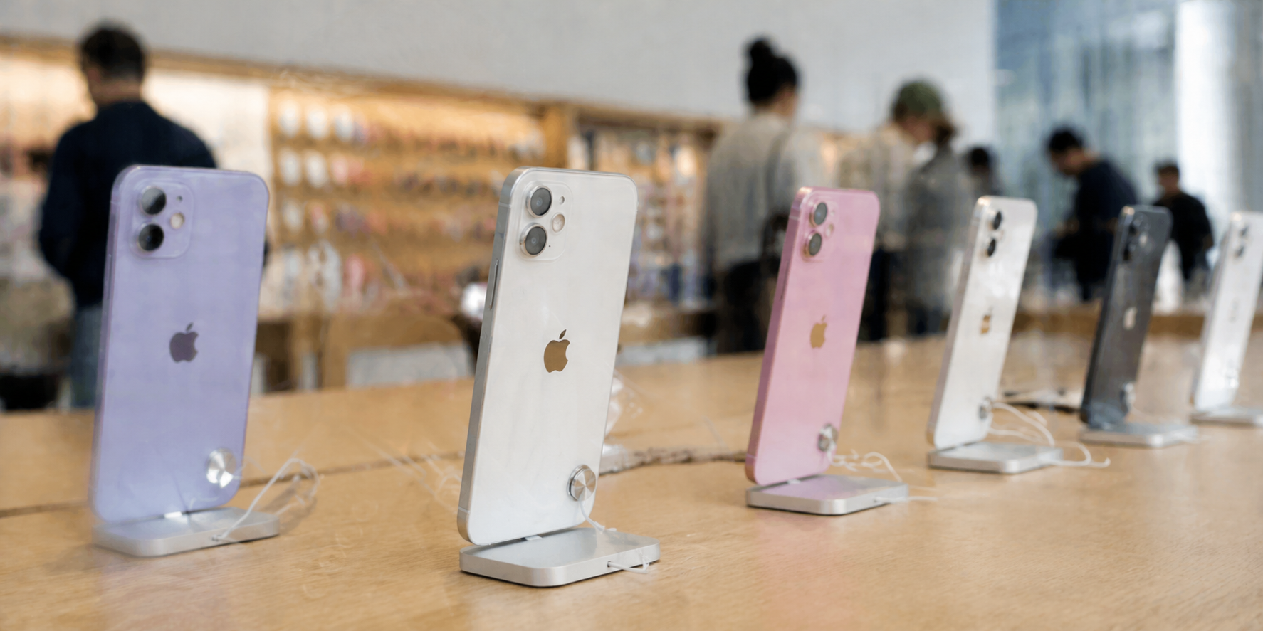 iPhone models at an apple store