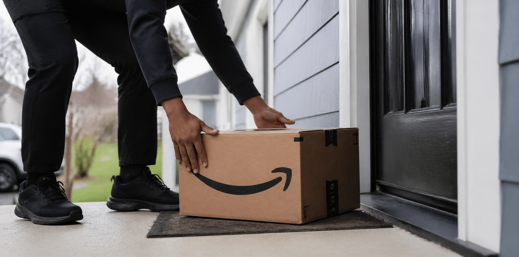 A person delivering Amazon order