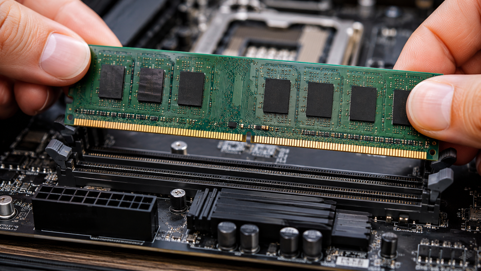 A memory chip in a circuit board