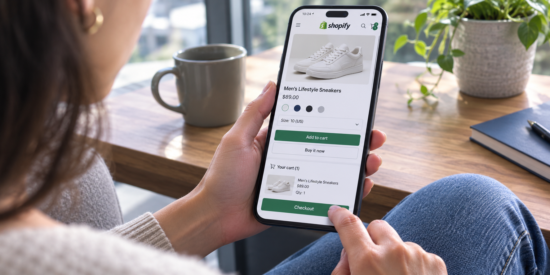 a person ordering things from shopify