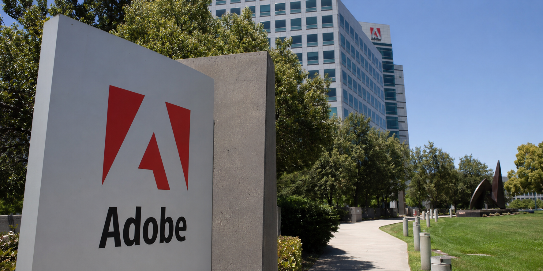 Adobe logo outside its office