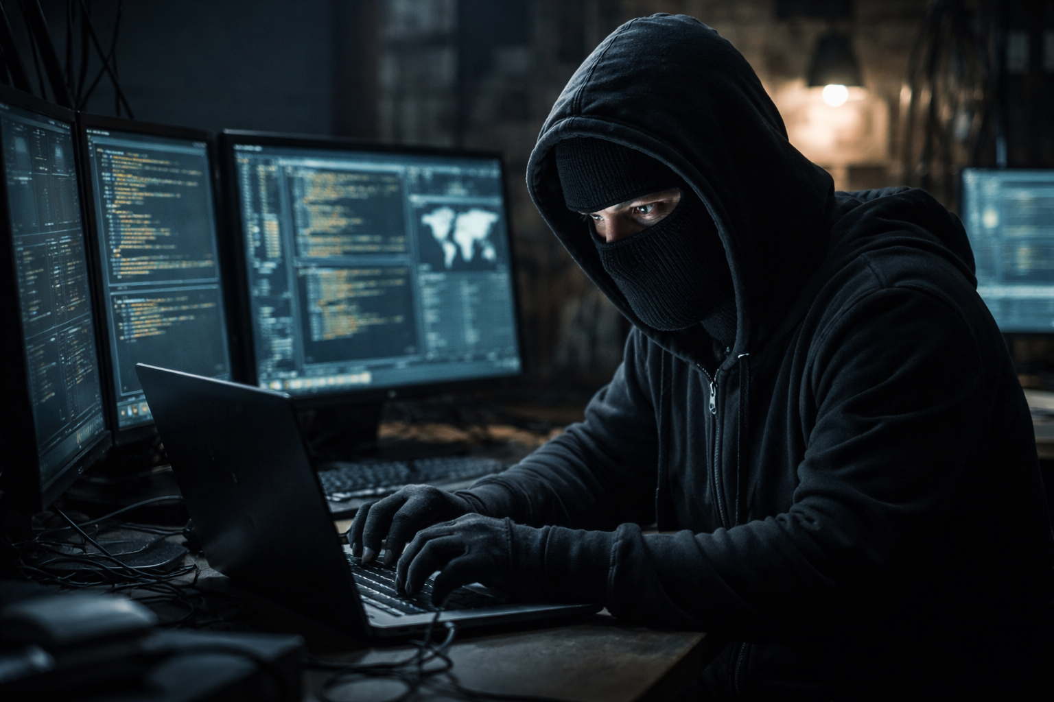 A person hacking on a computer