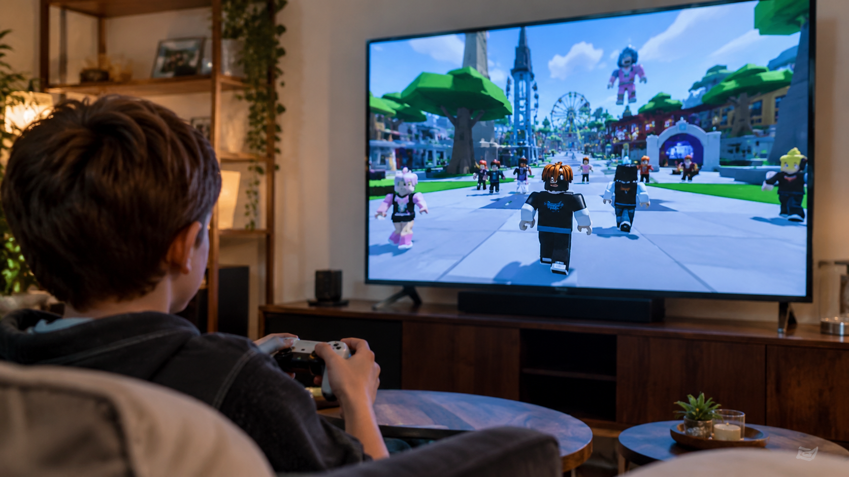 A boy playing game on Roblox