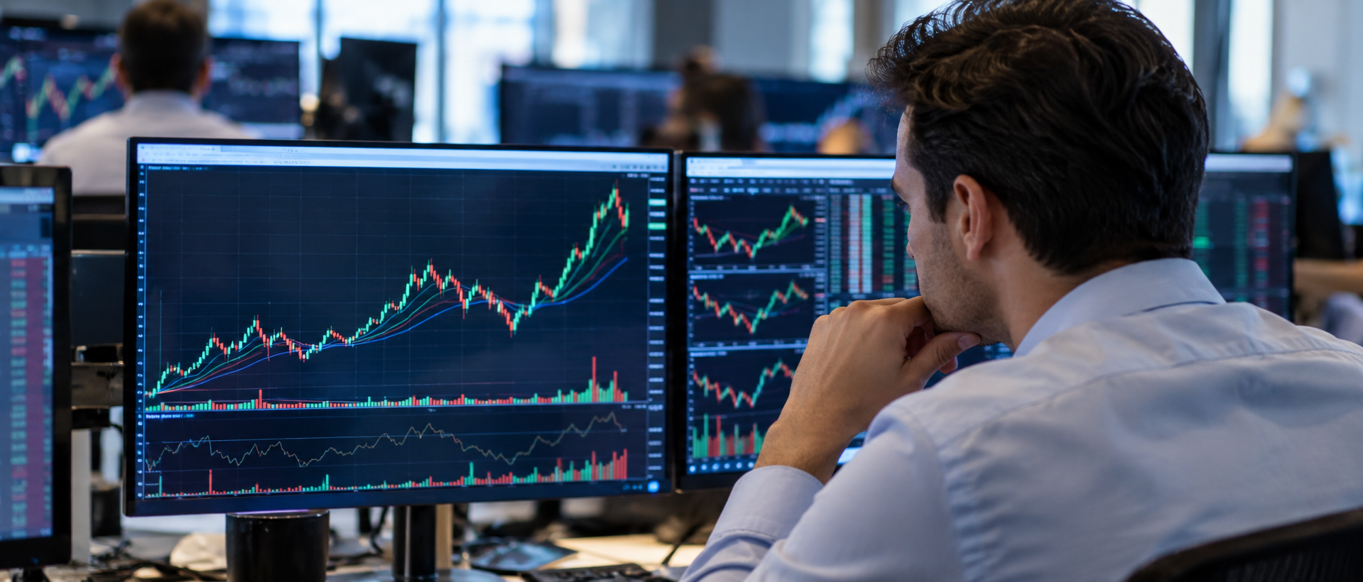 A trader analysing market charts