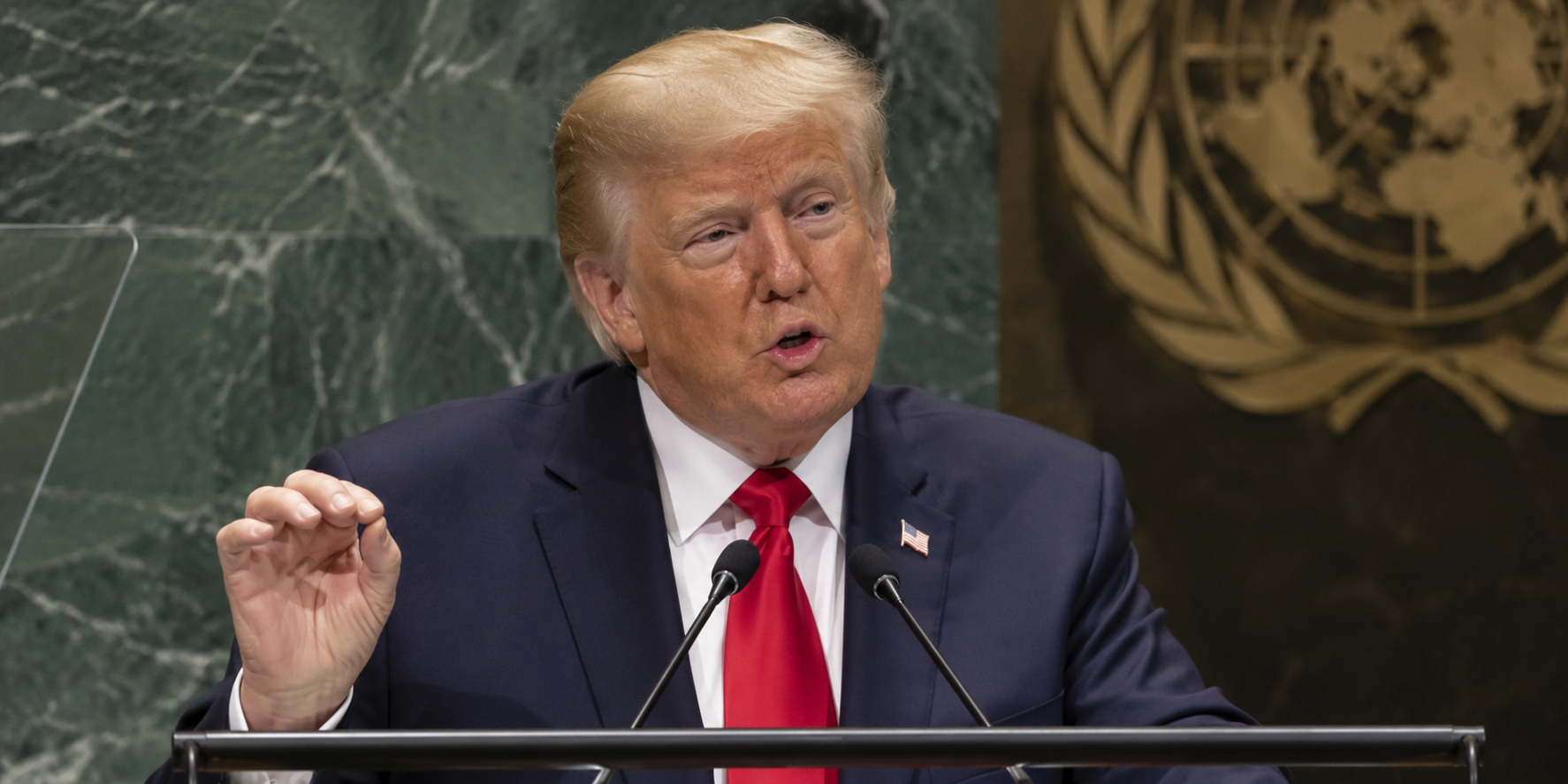 Donald Trump speaking at UN conference