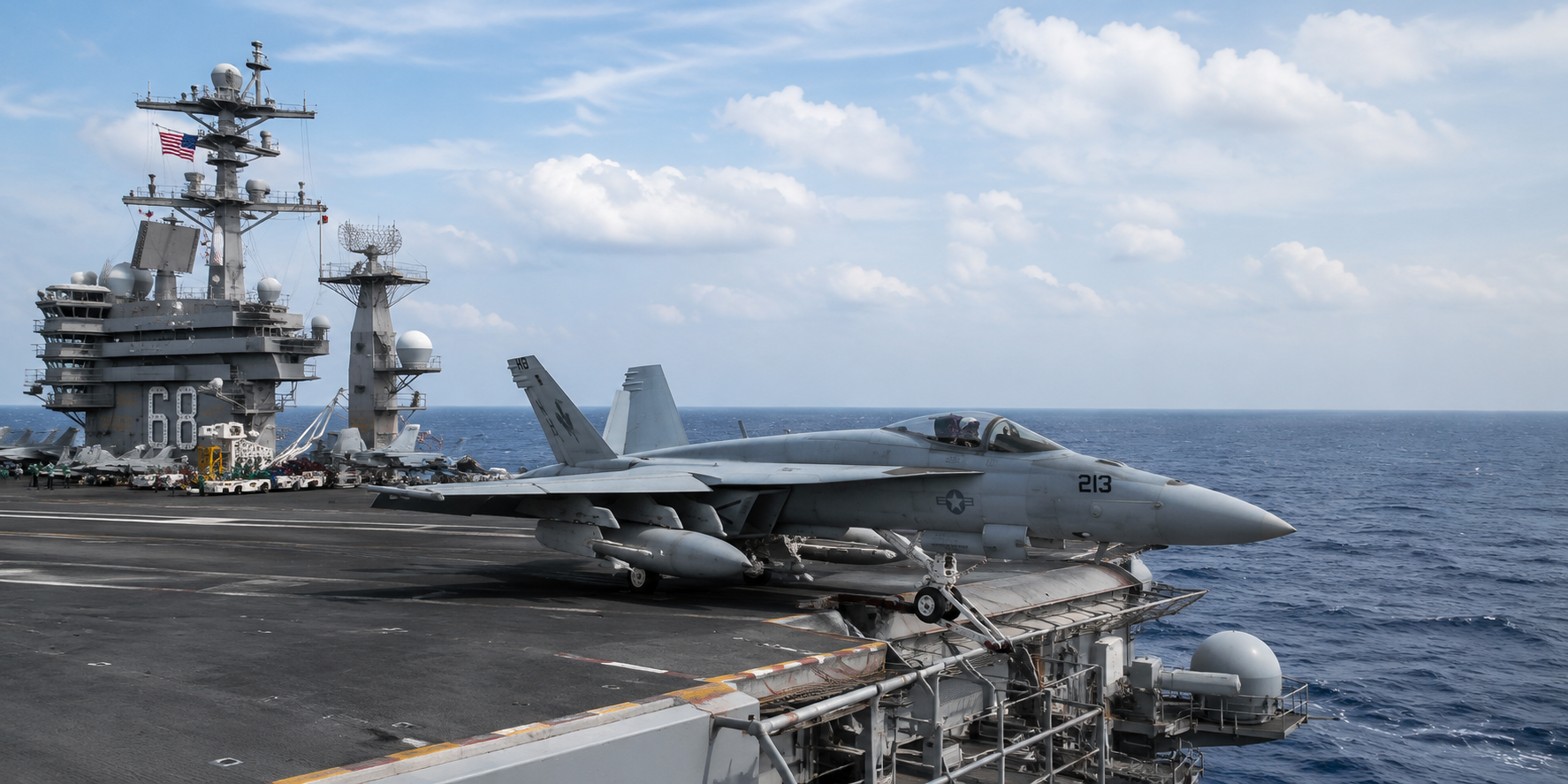 Fighter plane on a ship