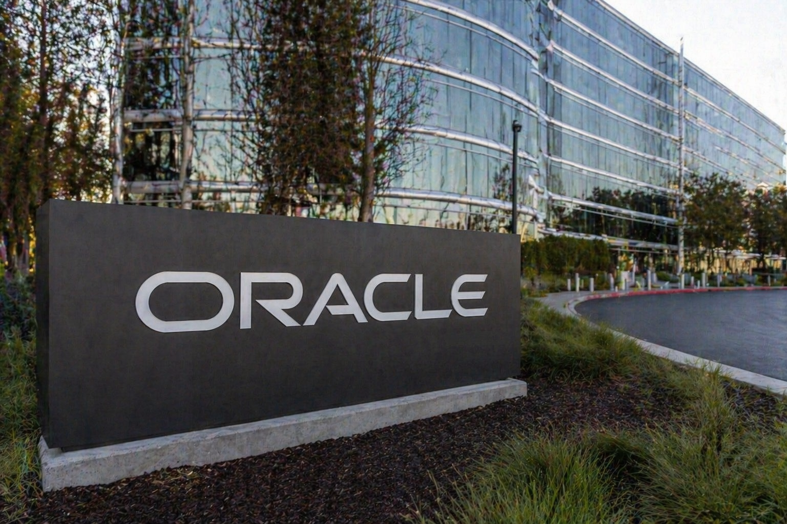 Oracle logo outside its office