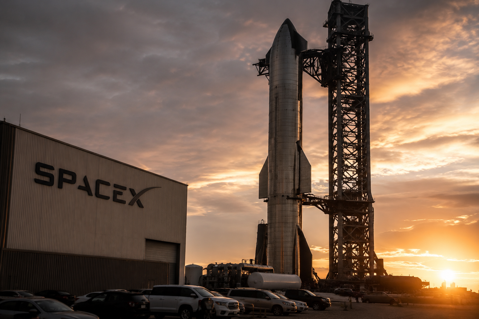 SpaceX rocket at launchpad