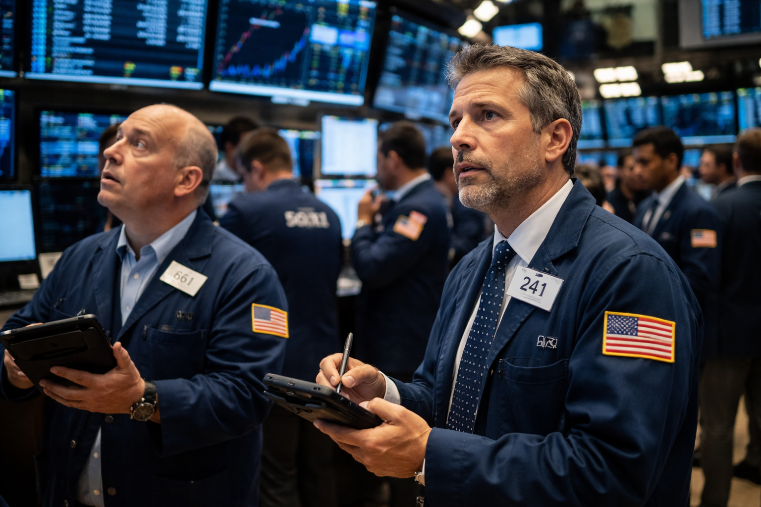 Traders looking at market charts