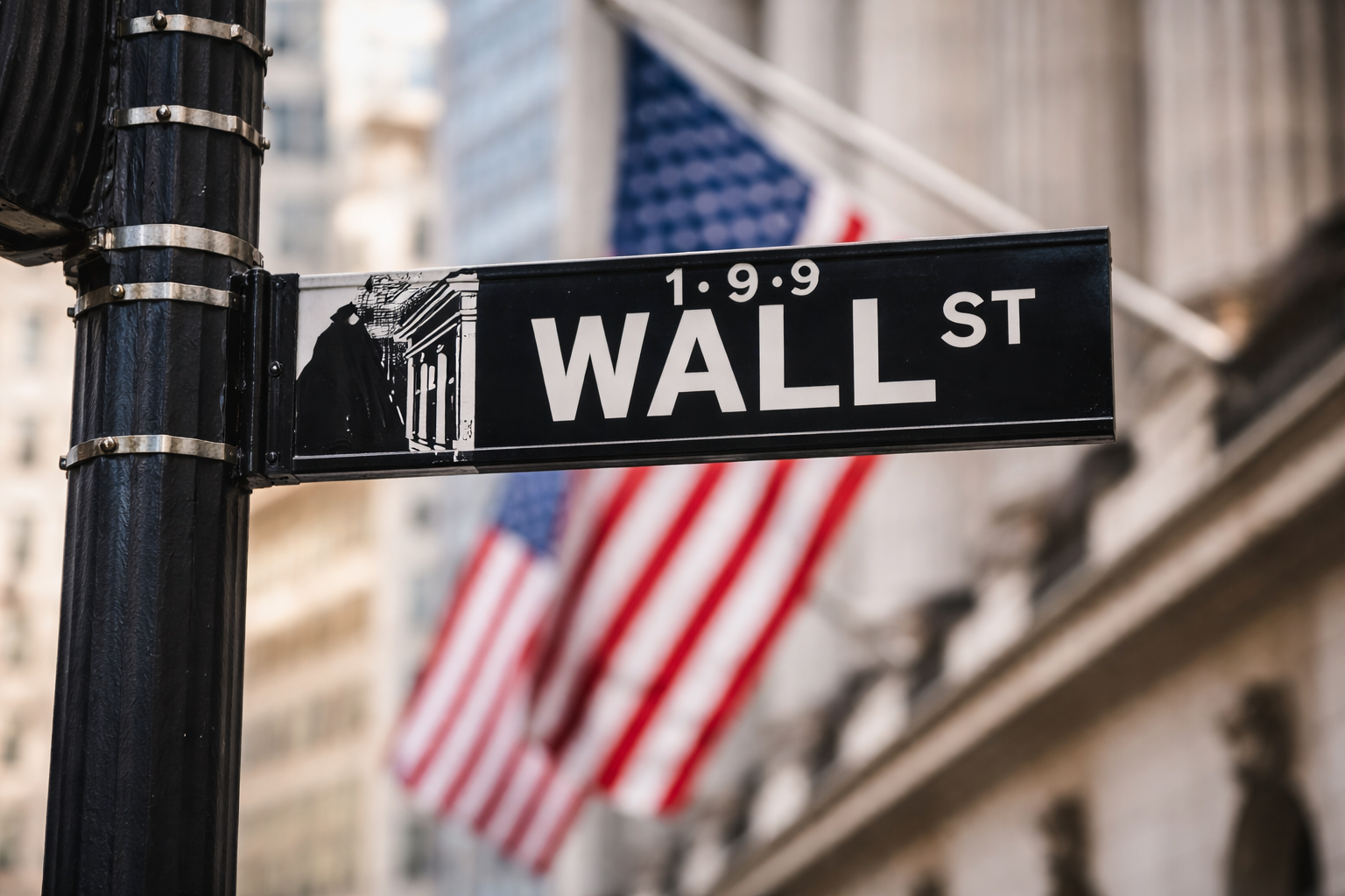 Close up of Wall Street sign