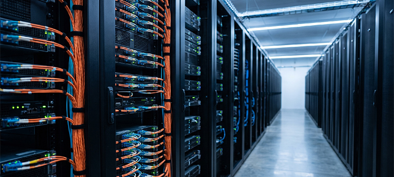 A clean, organized network operations rack showing the physical connectivity layer that underpins modern IoT deployments.