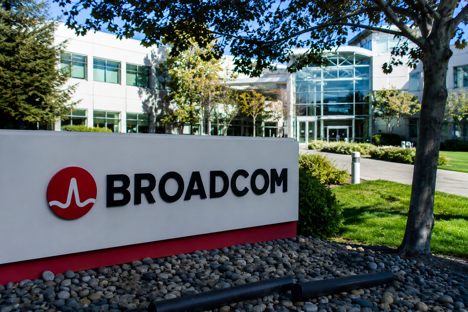 Broadcom company logo outside its office