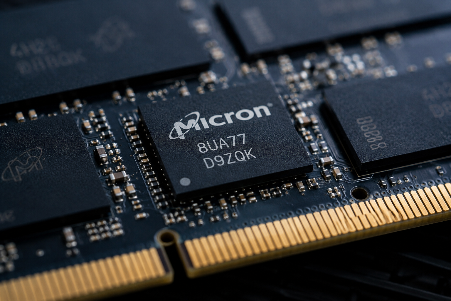 Micron memory chip mounted on a semiconductor circuit board