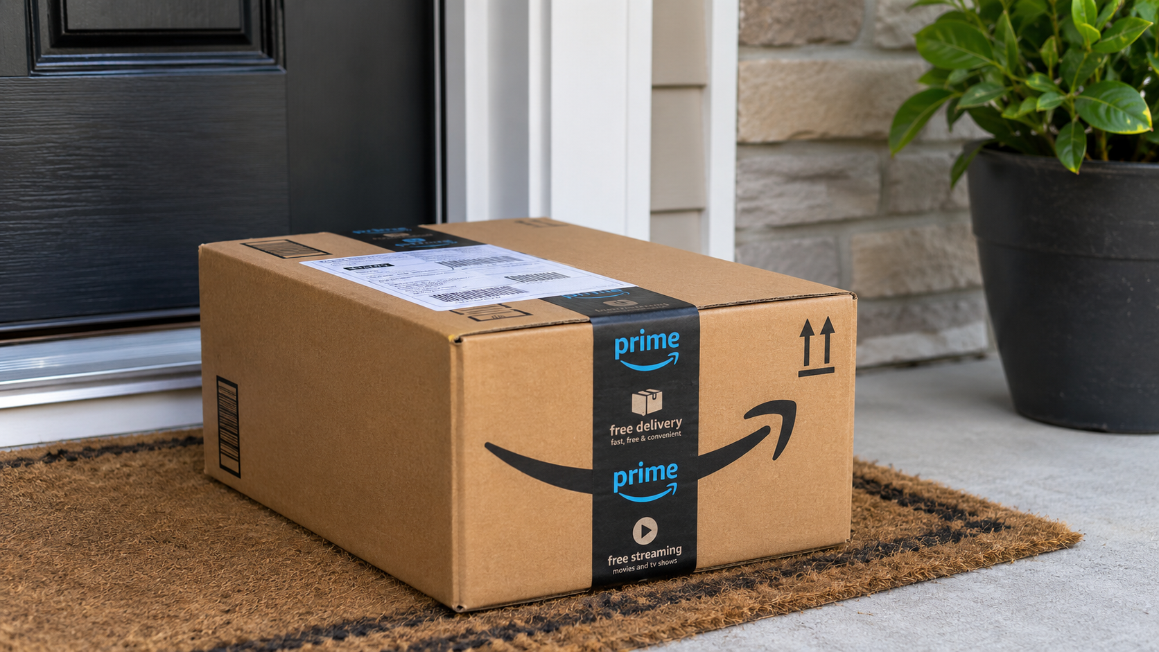 A product delivered from Amazon at doorstep