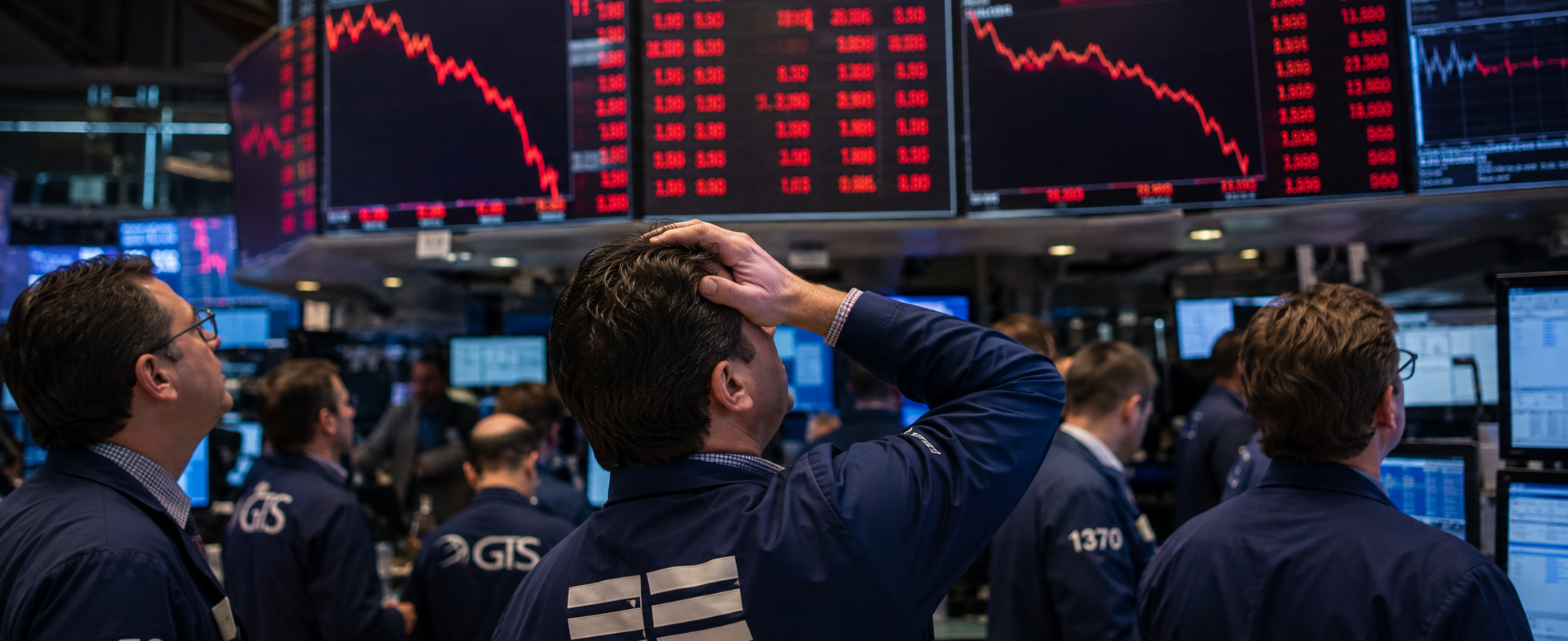 Investors looking at falling stock market charts