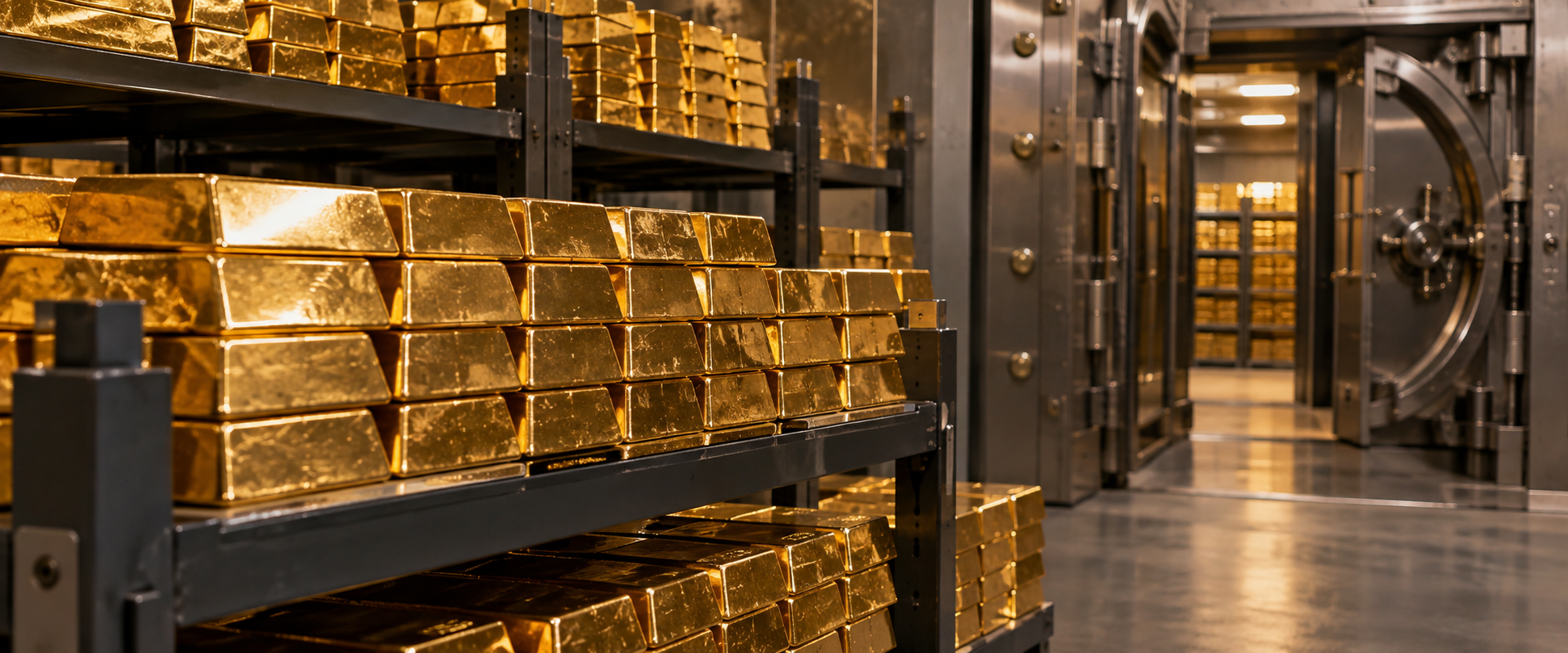gold bars stored in a vault