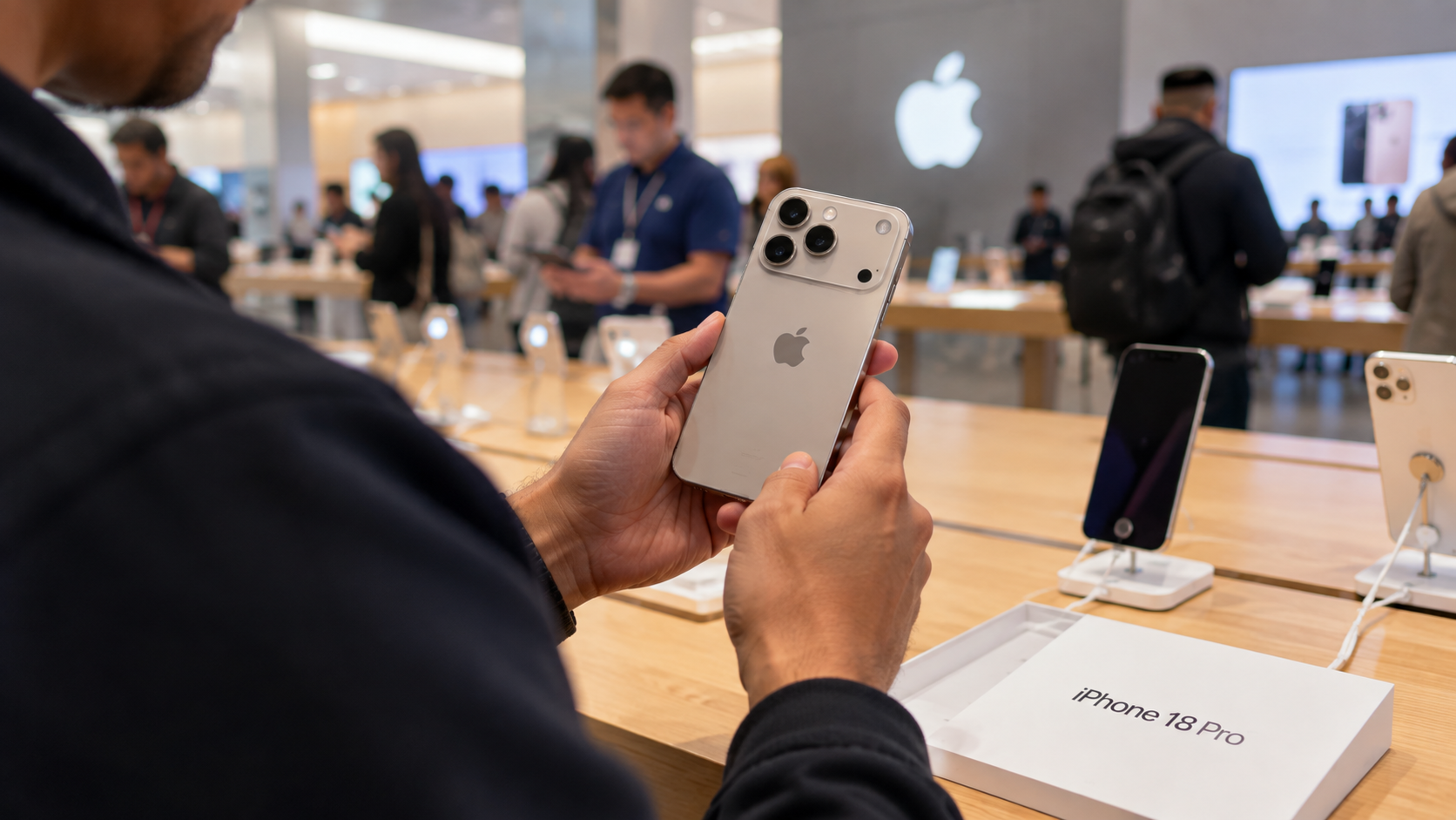Customer checking iPhone 18 pro model