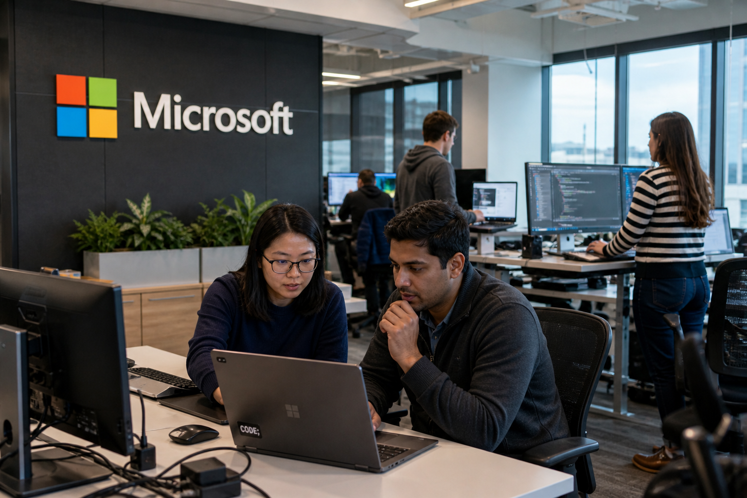 Engineers working in Microsoft office