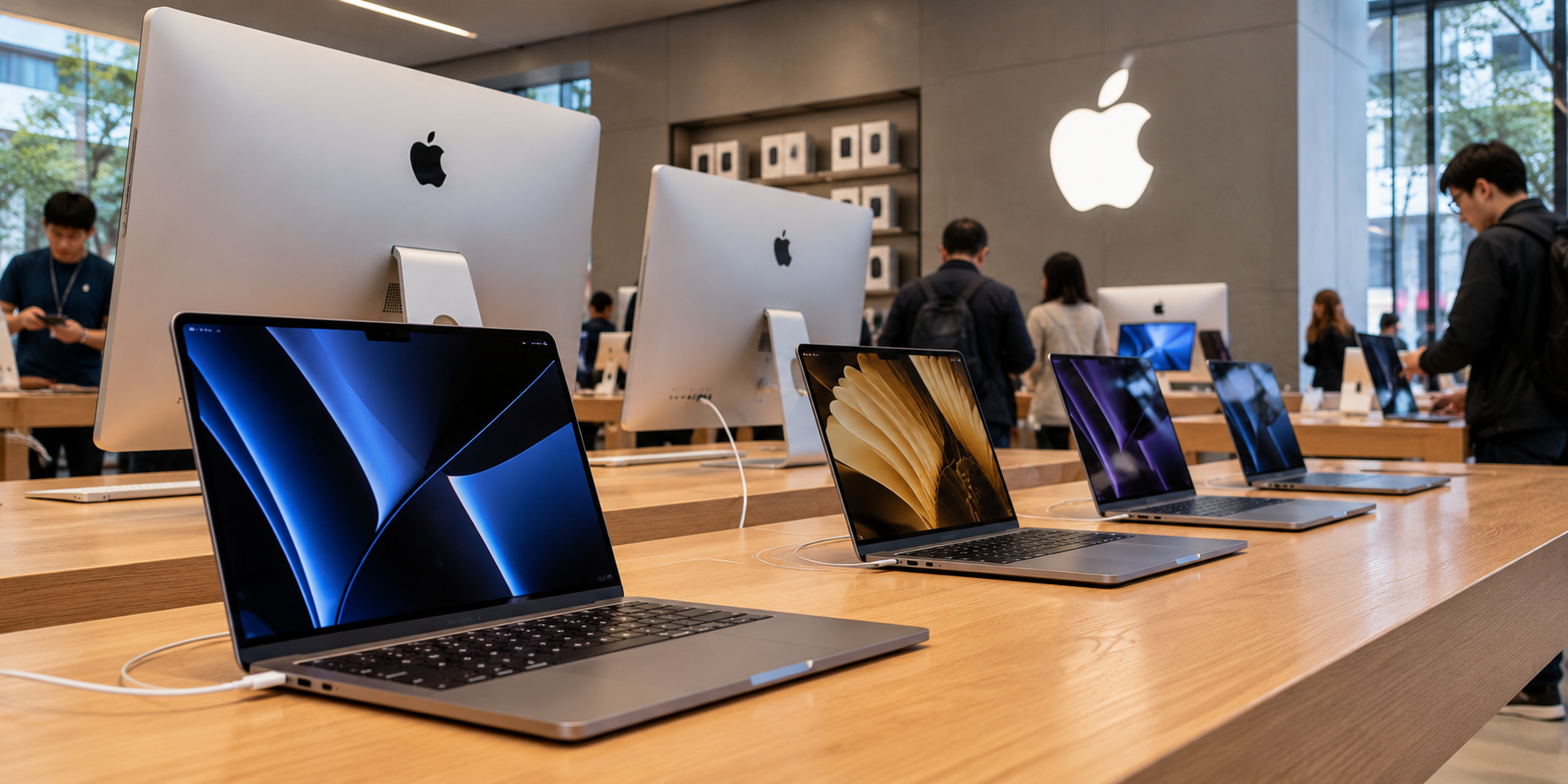 Macbook Pro and iMac at Apple store