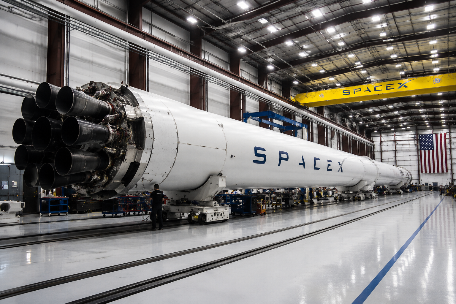 SpaceX rocket at factory