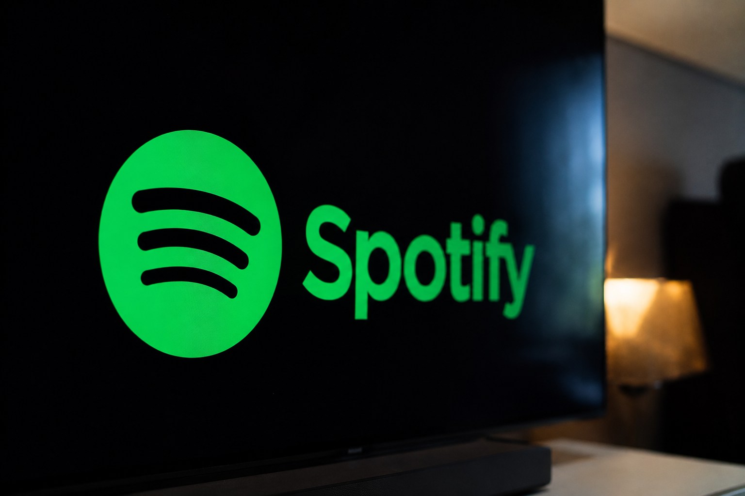 Spotify logo on a screen