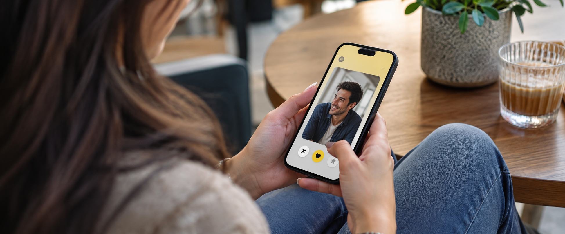 A person swipping on Bumble