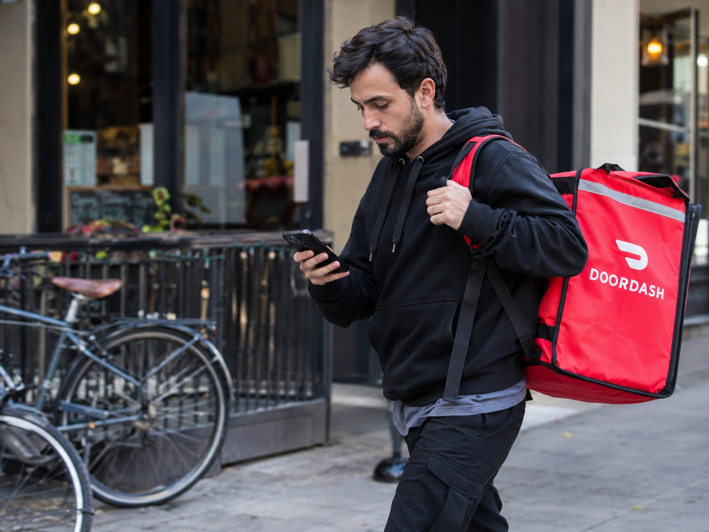 A DoorDash delivery person