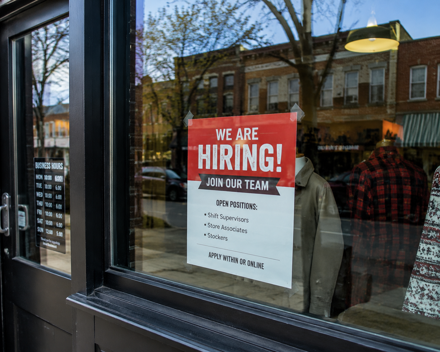 A job hiring notice from a shop