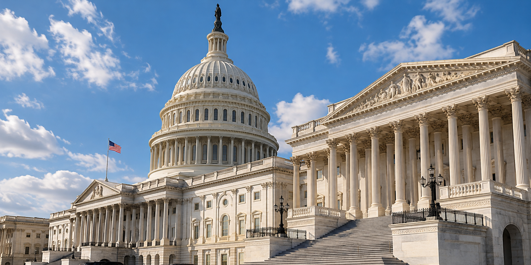 Low-angle shot of the United States Capitol Building